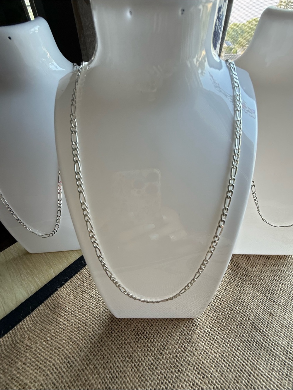 Sterling Silver Figaro Chain Necklace - Silver